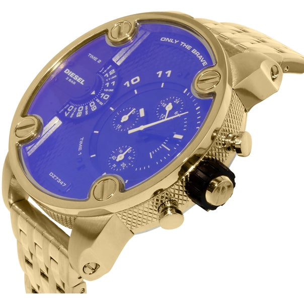 Diesel Mr Daddy Blue Dial Gold Stainless Steel Watch For Men - DZ7347