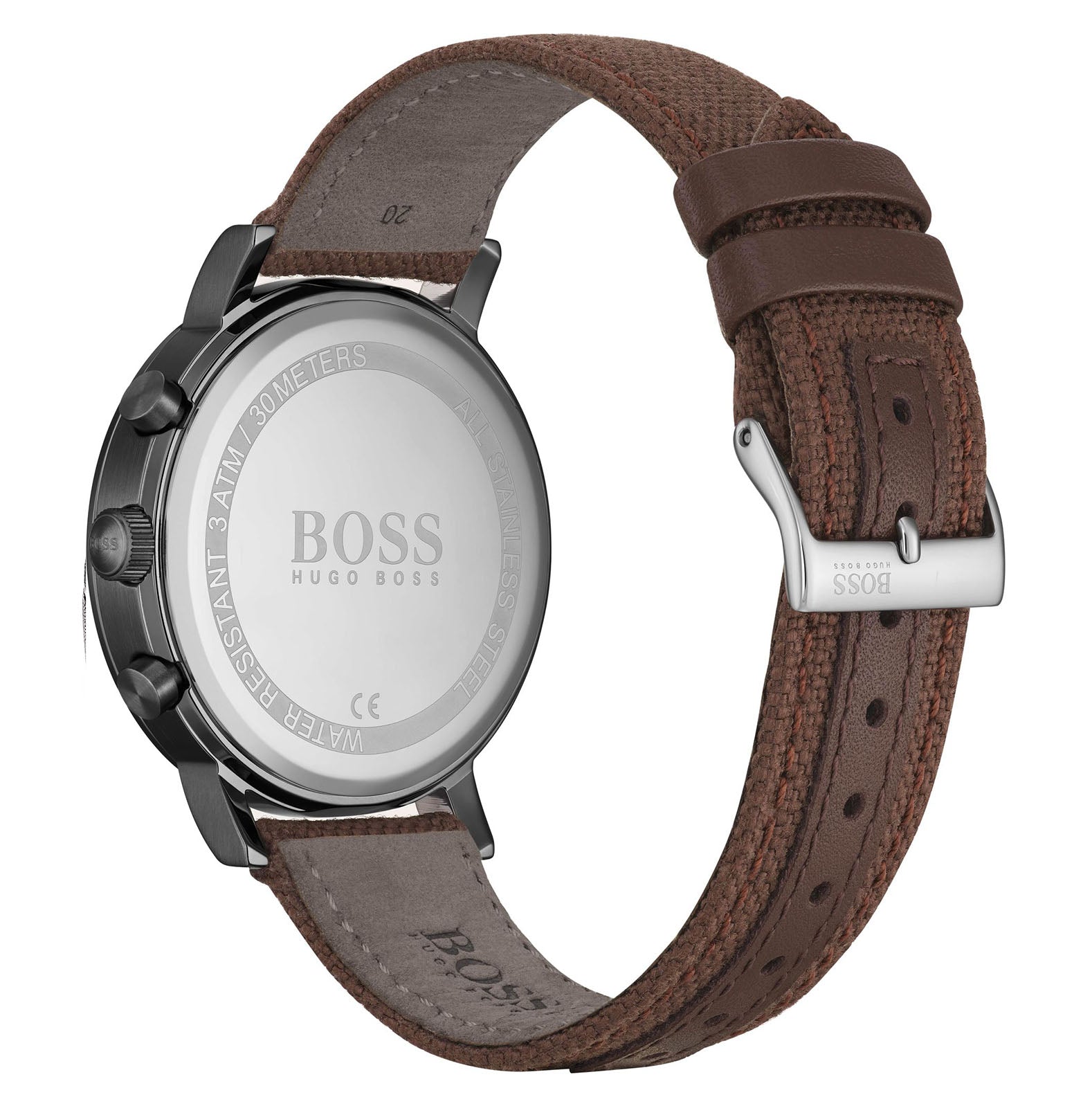 Hugo Boss Spirit White Dial Brown Nylon Strap Watch for Men - 1513690