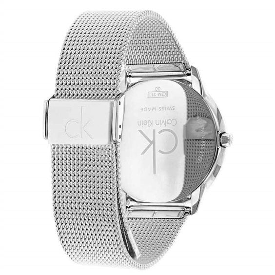 Calvin Klein Minimal Blue Dial Silver Mesh Bracelet Watch for Men - K3M2112N