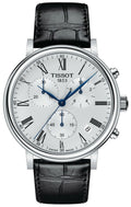 Tissot Carson Premium Chronograph Silver Dial Black Leather Strap Watch For Men - T122.417.16.033.00