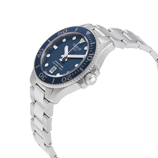 Tissot Seastar 1000 Blue Dial Silver Steel Strap Watch For Women - T120.210.11.041.00