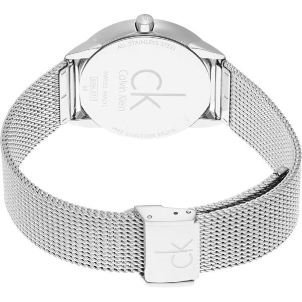 Calvin Klein Minimal Grey Dial Silver Mesh Bracelet Watch for Women - K3M22123