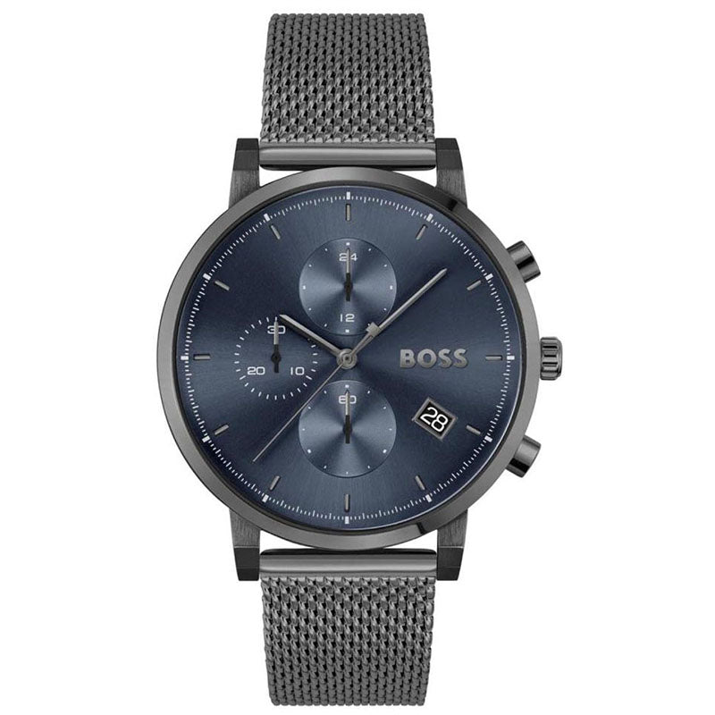 Hugo Boss Skymaster Chronograph Grey Dial Grey Mesh Bracelet Watch for Men  - 1513934