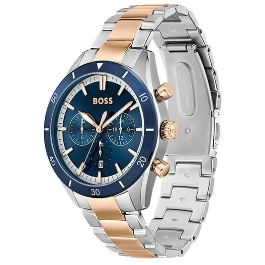 Hugo Boss Santiago Blue Dial Two Tone Steel Strap Watch for Men - 1513937