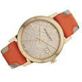 Burberry The City Gold Dial Orange Leather Strap Watch for Women - BU9016