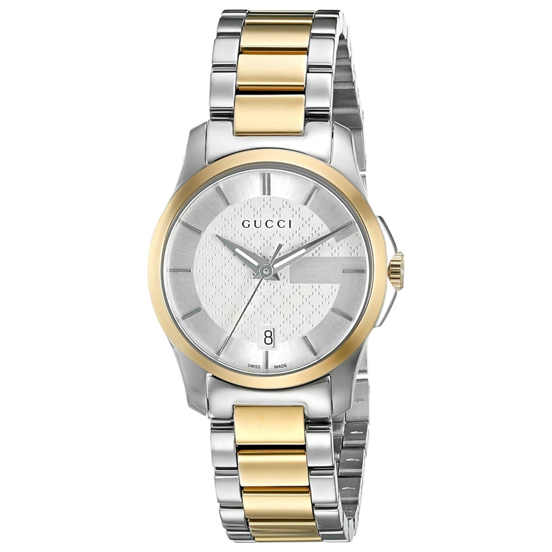 Gucci G Timeless Quartz Silver Dial Two Tone Steel Strap Watch For Women - YA126531