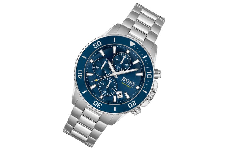 Hugo Boss Admiral Blue Dial Silver Steel Strap Watch for Men - 1513907