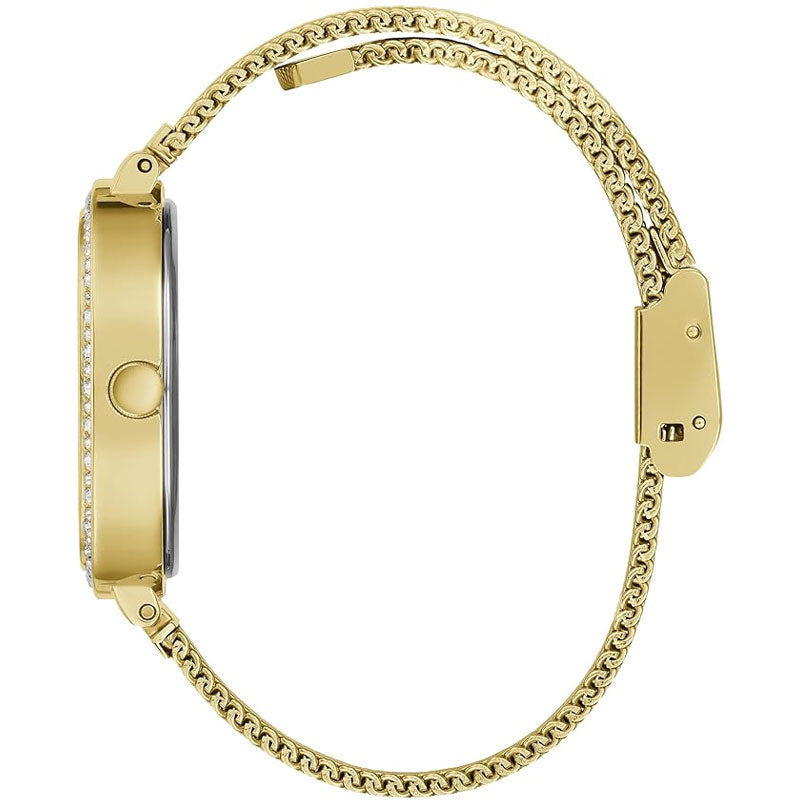 Guess Tapestry Diamonds Gold Dial Gold Mesh Bracelet Watch for Women - GW0354L2