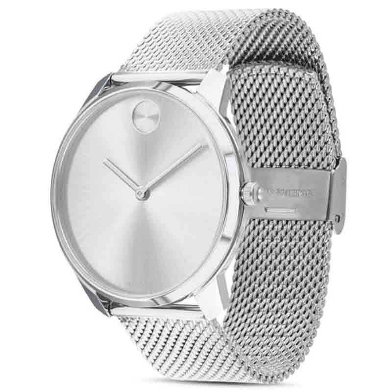 Movado Bold Silver Dial Silver Mesh Bracelet Watch For Men - 3600260