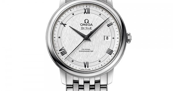 Omega De Ville Prestige Co Axial Automatic White Dial Silver Steel Strap Watch for Men - 424.10.40.20.02.005