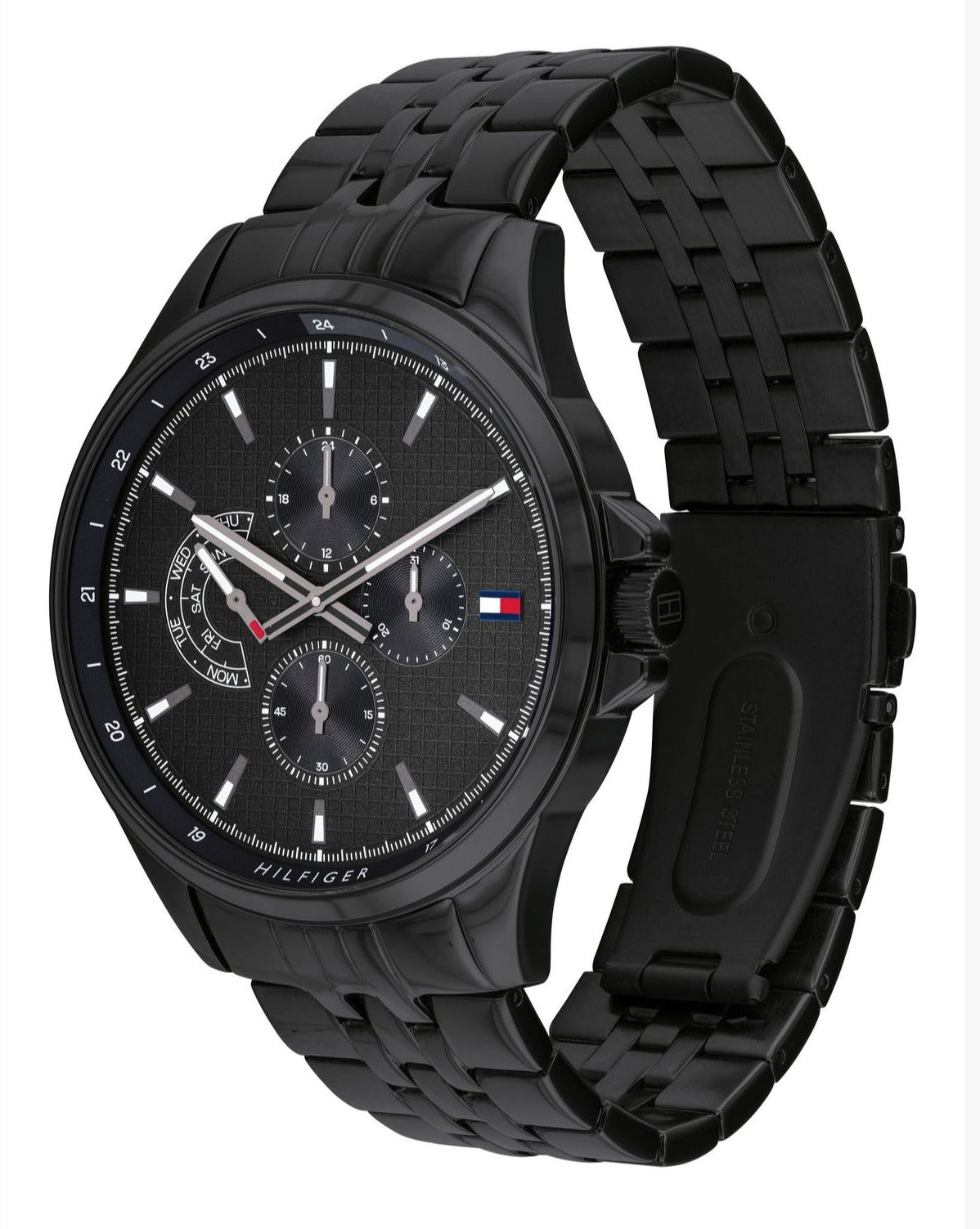 Tommy Hilfiger Shawn Quartz Black Dial Black Steel Strap Watch for Men - 1791611