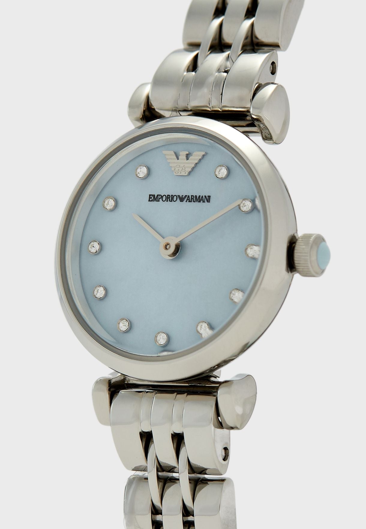 Emporio Armani Gianni T Bar Blue Dial Silver Steel Strap Watch For Women - AR1961