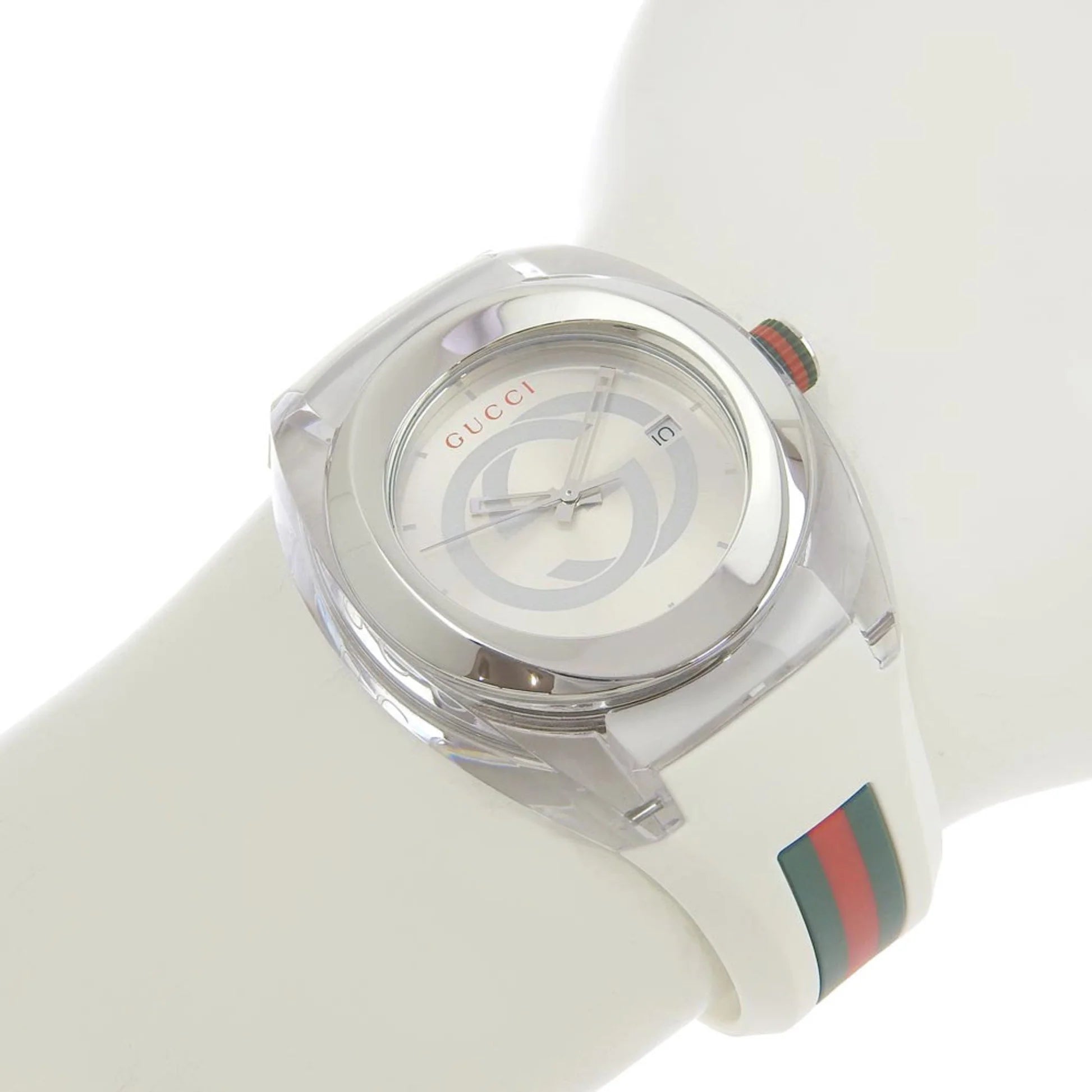 Gucci SYNC XXL White Dial White Rubber Strap Watch For Men - YA137102