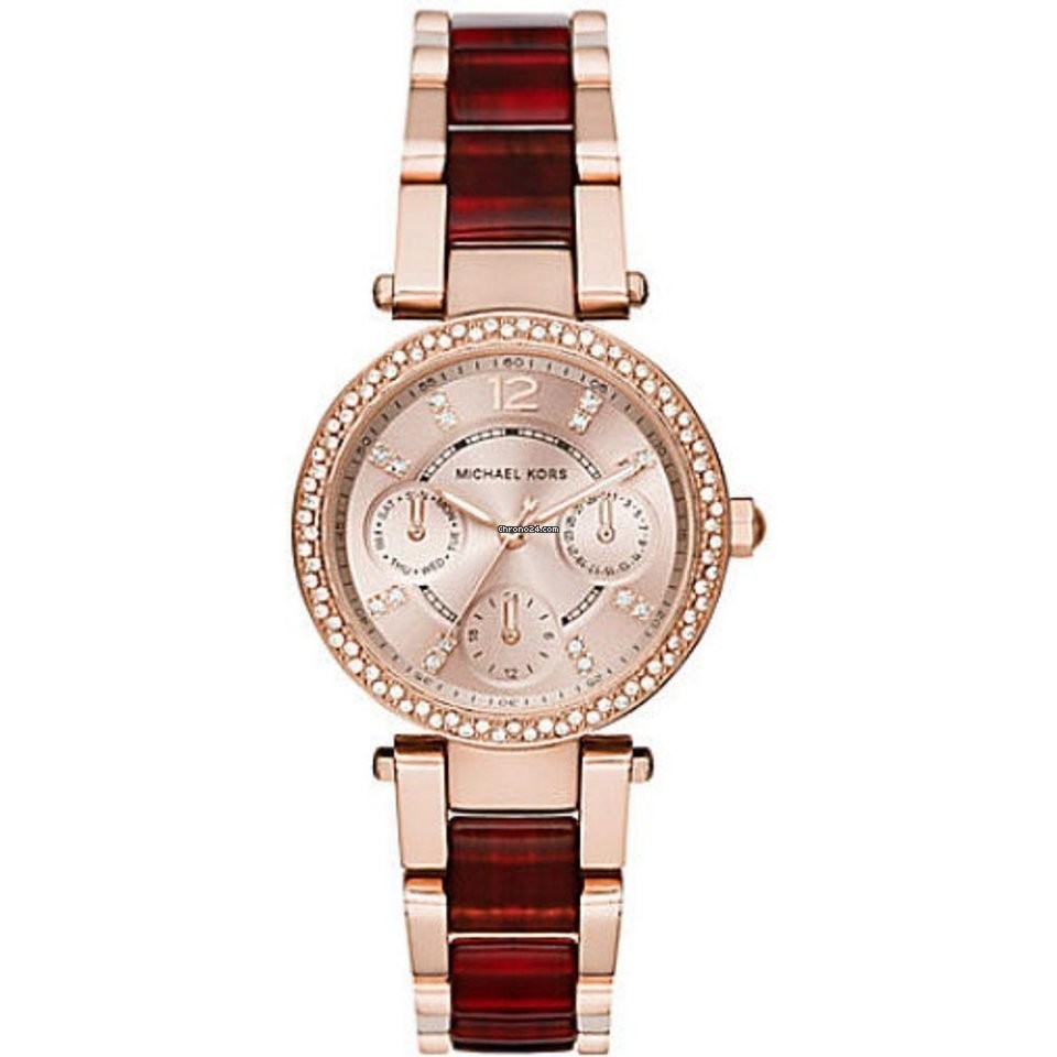 Michael Kors Parker Rose Gold Dial Two Tone Steel Strap Watch for Women - MK6239