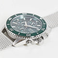 Hugo Boss Admiral Chronograph Green Dial Silver Mesh Bracelet Watch for Men - 1513905