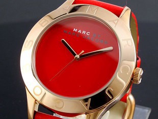 Marc Jacobs Blade Red Dial Red Leather Strap Watch for Women - MBM1210