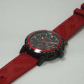 Burberry The City Chronograph Black Dial Red Rubber Strap Watch For Men - BU9805