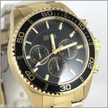 Guess Chaser Chronograph Black Dial Gold Steel Strap Watch for Men - W0170G2