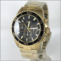 Guess Chaser Chronograph Black Dial Gold Steel Strap Watch for Men - W0170G2