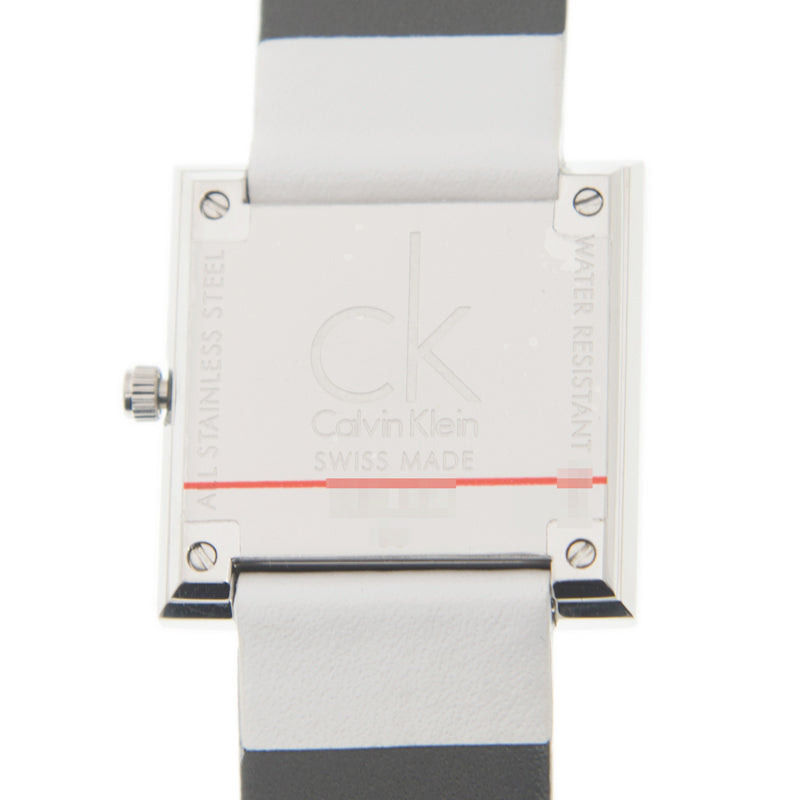 Calvin Klein Mark Silver Dial White Leather Strap Watch for Women - K3R231L6