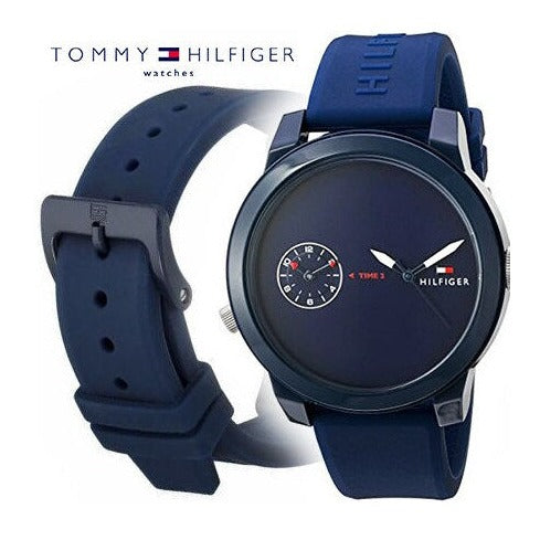 Tommy Hilfiger Denim Quartz Blue Dial Blue Rubber Strap Watch for Men - 1791325