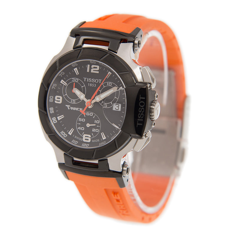 Tissot T Race Chronograph Black Dial Orange Rubber Strap Watch for Women - T048.217.27.057.00