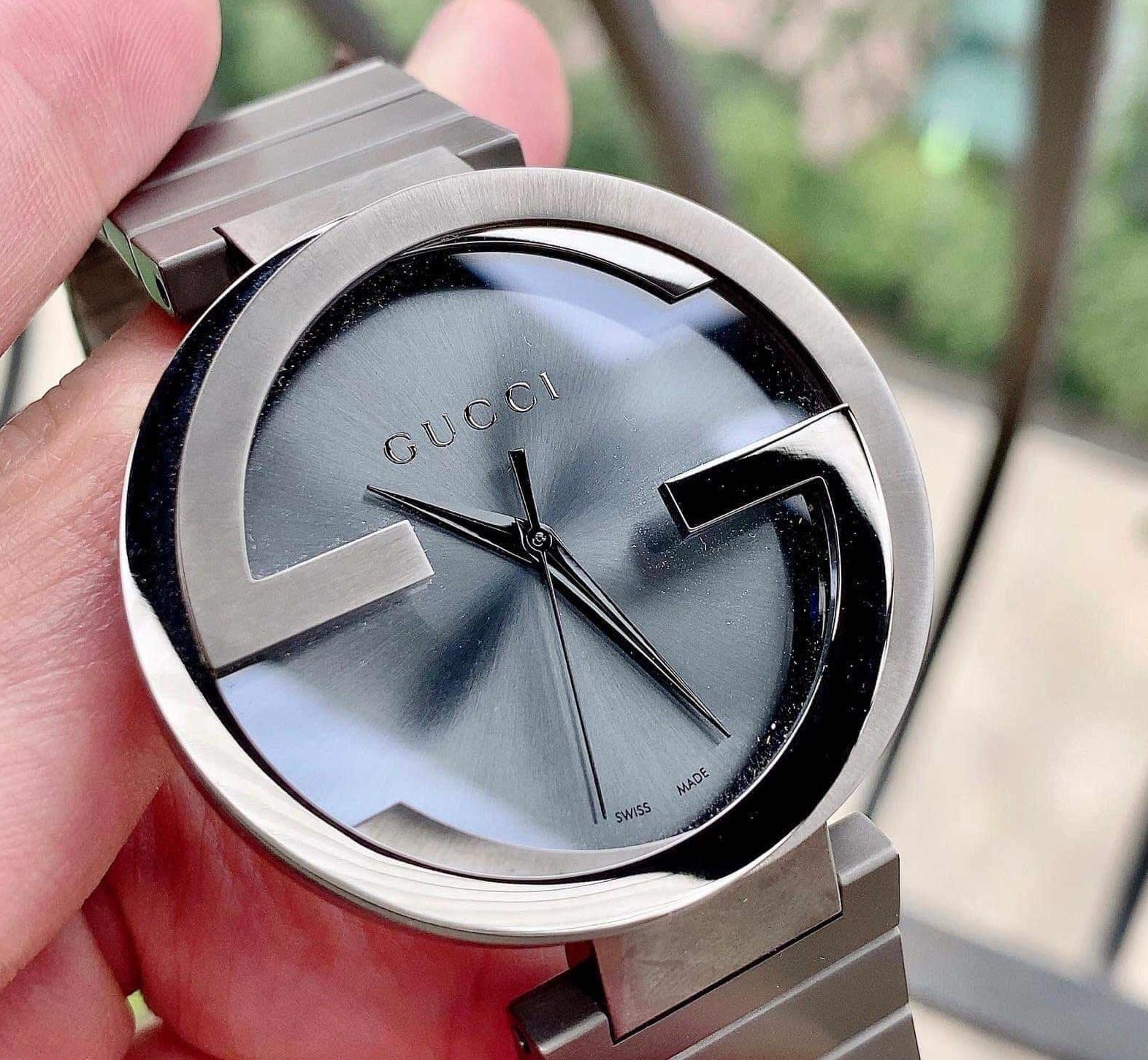 Gucci G Interlocking Quartz Grey Dial Grey Steel Strap Watch For Men - YA133210