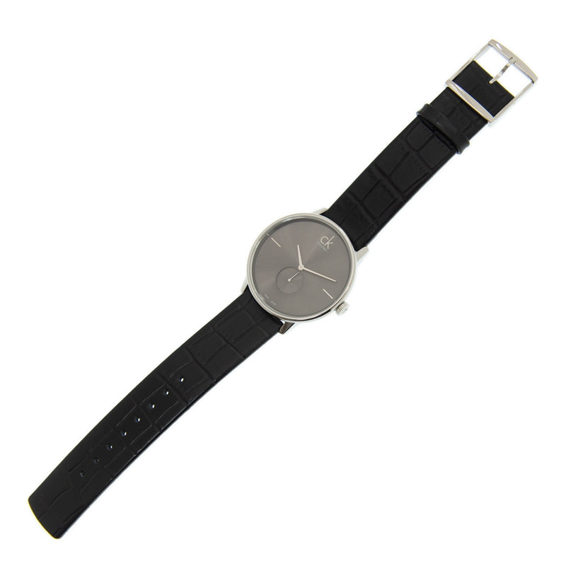 Calvin Klein Accent Black Dial Black Leather Strap Watch for Men - K2Y211C3