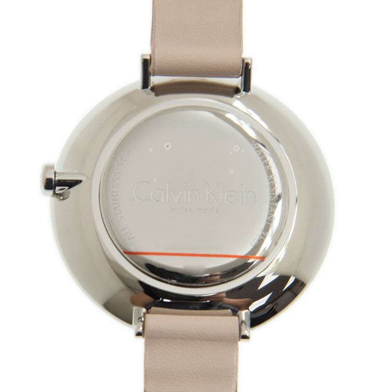 Calvin Klein Rise White Beige Dial Beige Leather Strap Watch for Women - K7A231XH