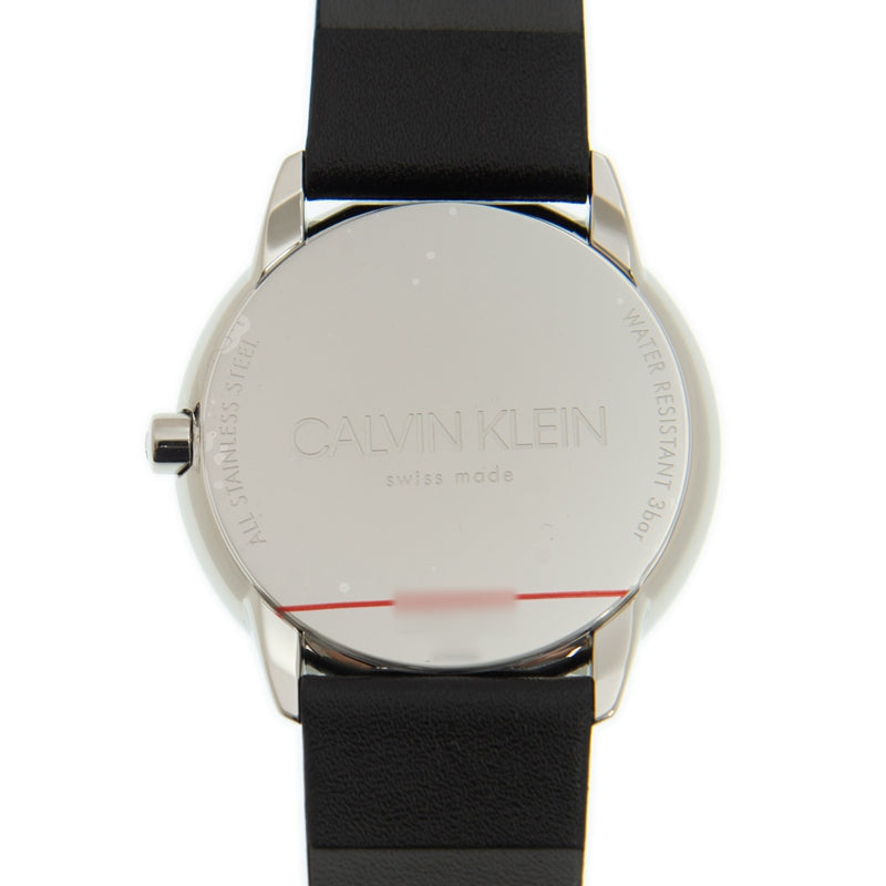 Calvin Klein Minimal Black Dial Black Leather Strap Watch for Men - K3M221CS