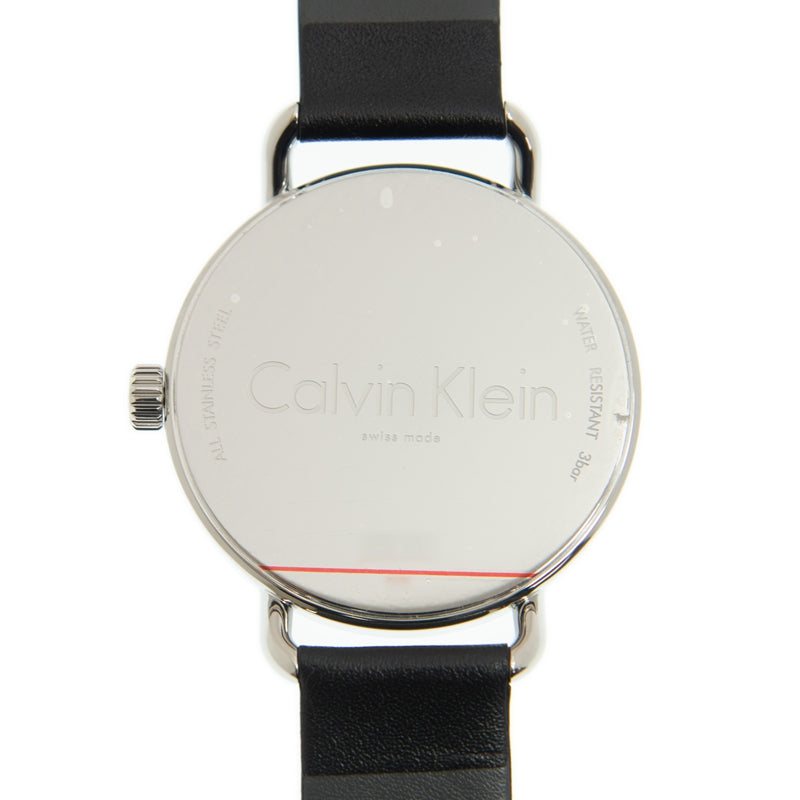 Calvin Klein Even White Dial Black Leather Strap Watch for Women - K7B211C6