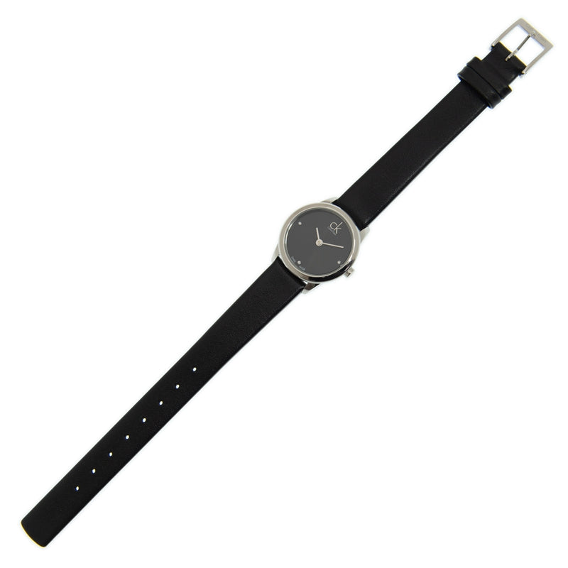 Calvin Klein Minimal Black Dial Black Leather Strap Watch for Women - K3M231CS