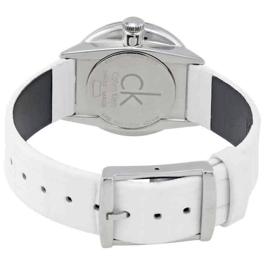 Calvin Klein Accent White Dial White Leather Strap Watch for Women - K2Y231K6