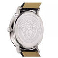 Versace V-Circle Black Manifesto Courage Quartz Silver Dial Black Leather Strap Watch for Men - VBQ080017