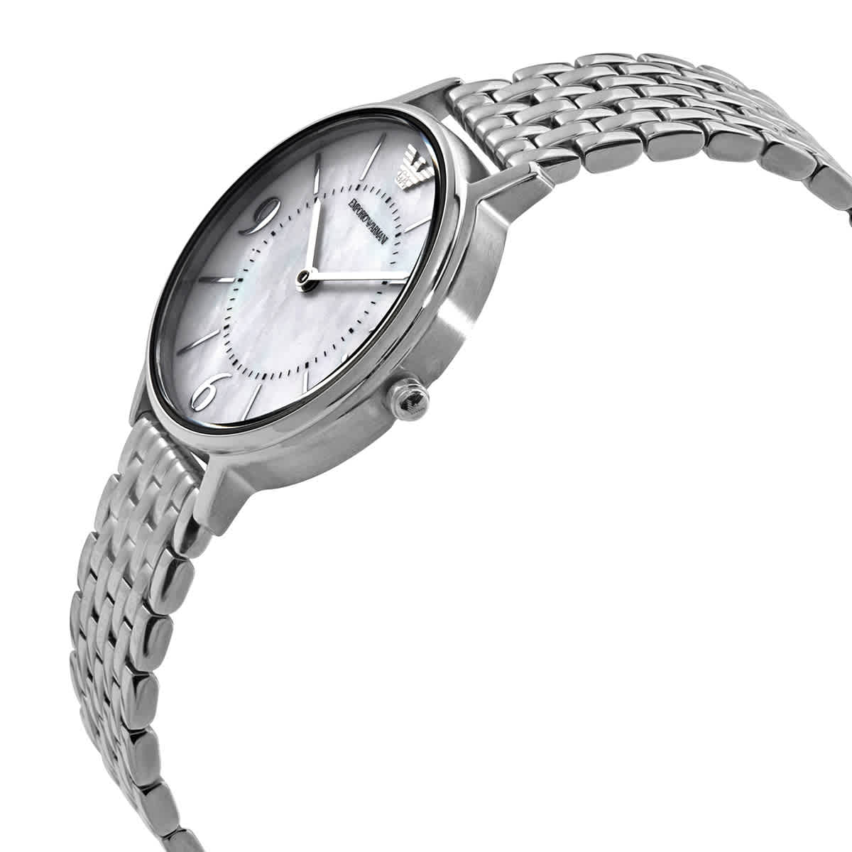 Emporio Armani Kappa Mother of Pearl Dial Silver Steel Strap Watch For Women - AR2507