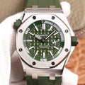 Audemars Piguet Royal Oak Offshore Diver Green Dial Green Rubber Strap Watch for Men - 15710ST.OO.A052CA.01