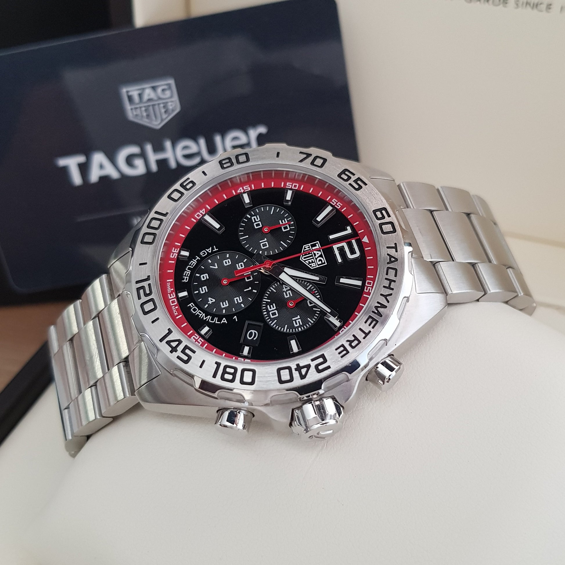 Tag Heuer Formula 1 Chronograph Black Dial Silver Steel Strap Watch for Gents - CAZ101Y.BA0842