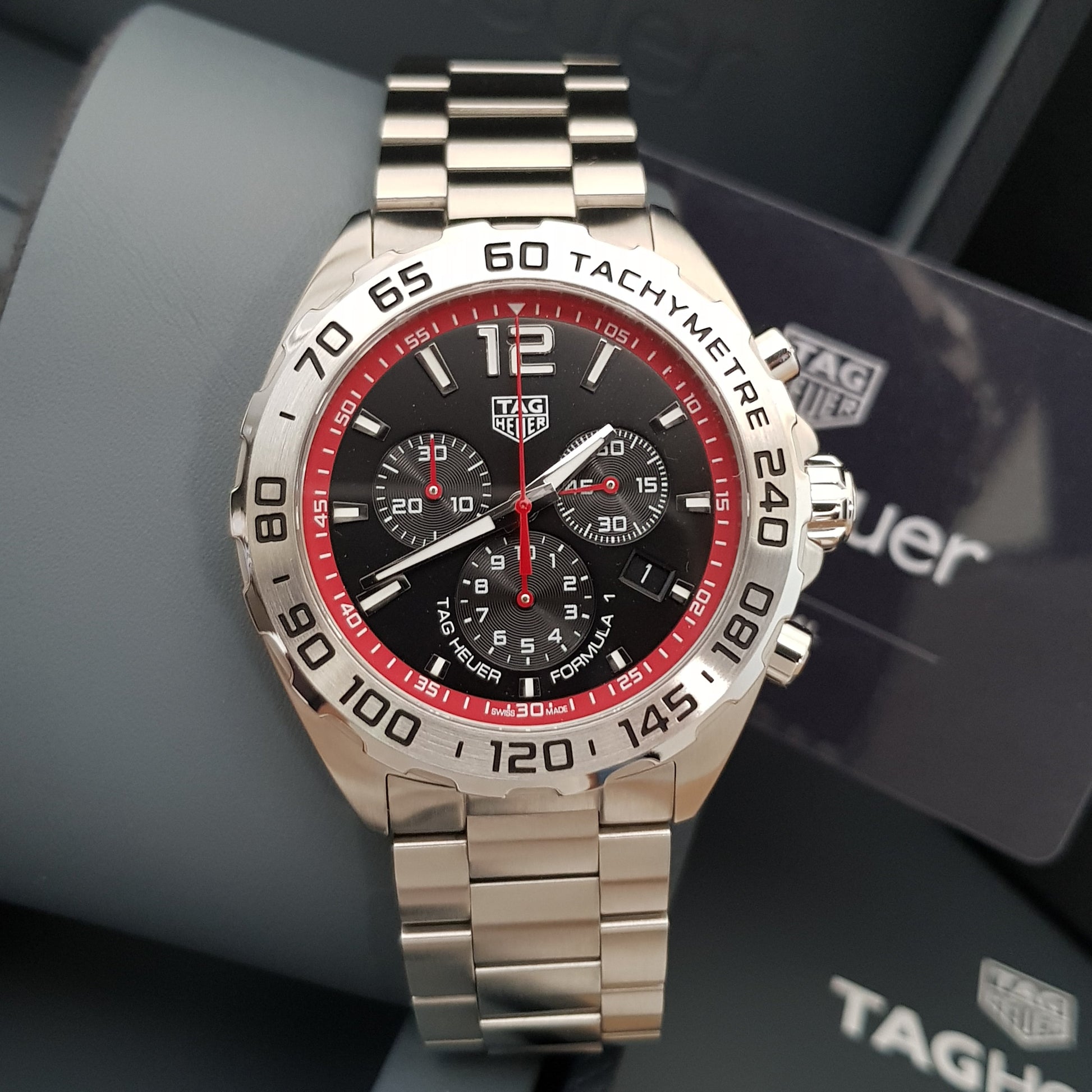 Tag Heuer Formula 1 Chronograph Black Dial Silver Steel Strap Watch for Gents - CAZ101Y.BA0842