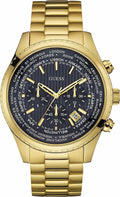 Guess Multifunction Black Dial Gold Steel Strap Watch for Men  - W0602G1