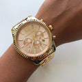 Michael Kors Lexington Gold Dial Gold Steel Strap Watch for Women - MK6473