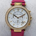 Michael Kors Parker White Dial Pink Leather Strap Watch for Women - MK2297