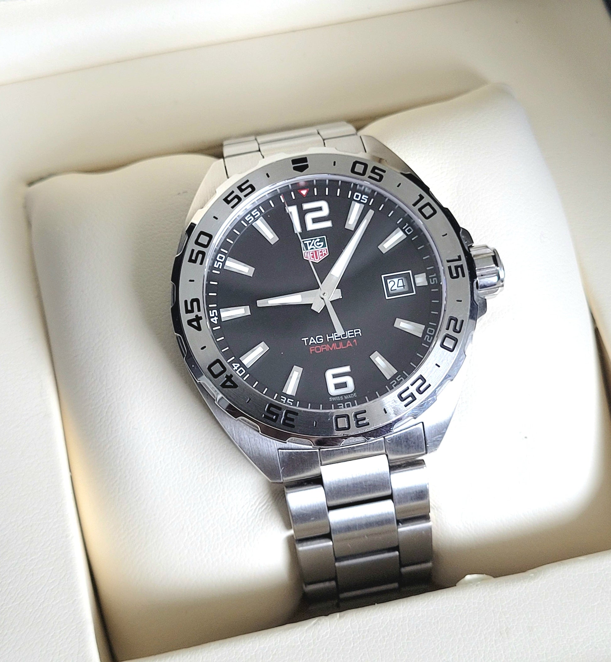 Tag Heuer Formula 1 Stainless Steel 41mm Black Dial Silver Steel Strap Watch for Men - WAZ1112.BA0875