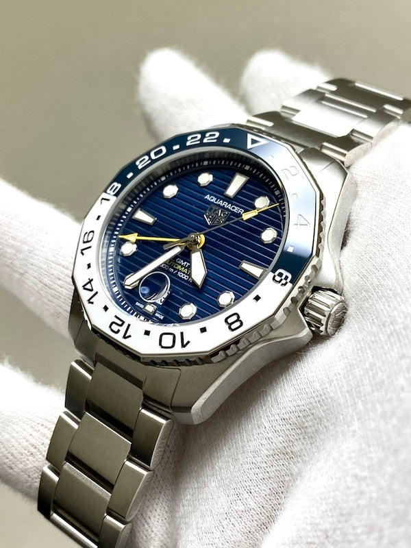 Tag Heuer Aquaracer Professional 300 GMT Automatic Blue Dial Silver Steel Strap Watch for Men - WBP2010.BA0632