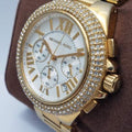 Michael Kors Camille Silver Diamonds Dial Gold Steel Strap Watch for Women - MK5756