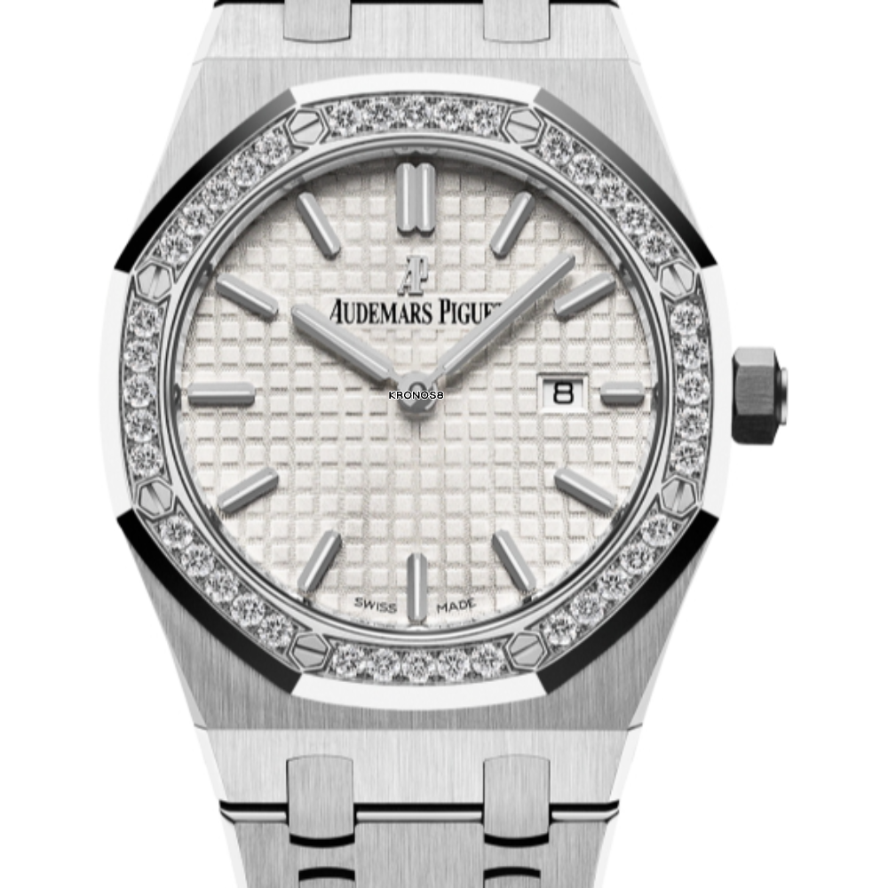 Audemars Piguet Royal Oak Quartz Diamonds White Dial Silver Steel Strap Watch for Women - 67651ST.ZZ.1261ST.01