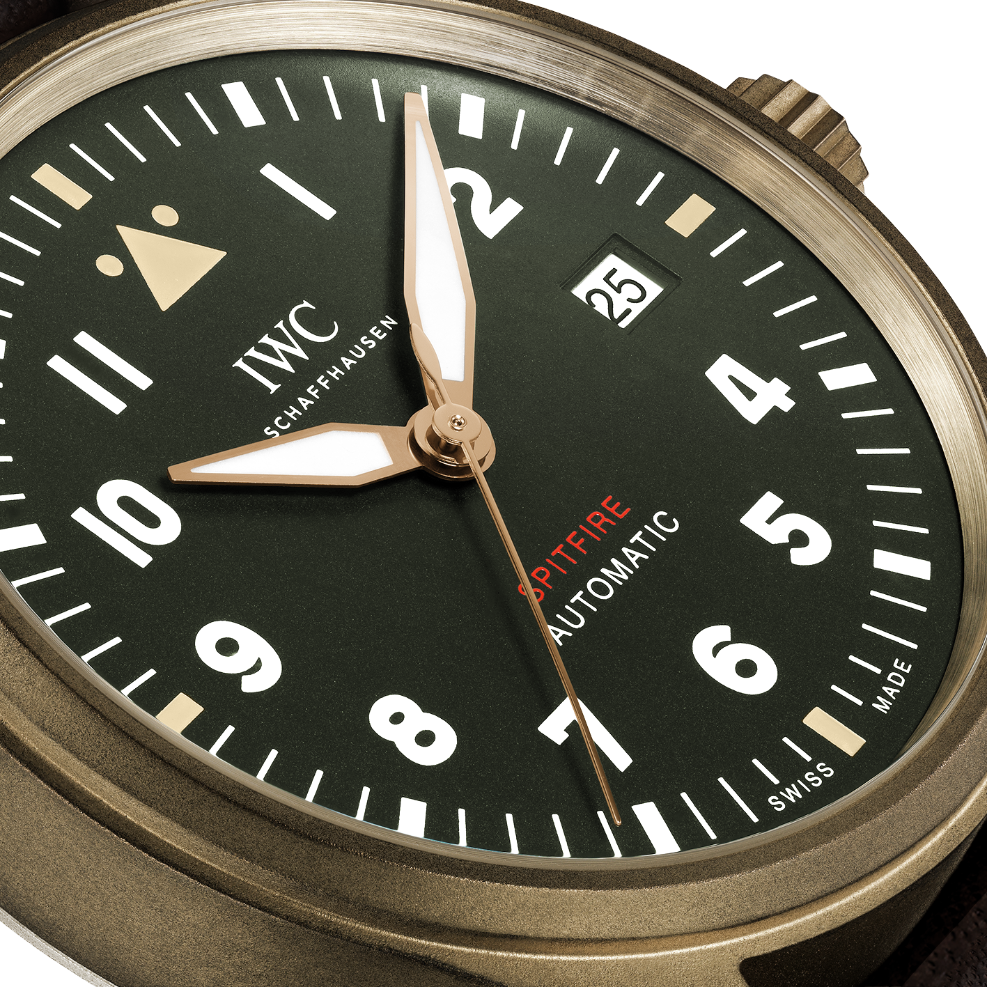 IWC Pilot's Watch Automatic Spitfire Green Dial Brown Leather Strap Watch for Men - IW326802