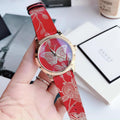 Gucci G Timeless Quartz Red Dial Red Leather Strap Watch For Women - YA1264054