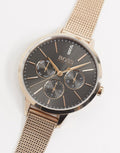 Hugo Boss Symphony Grey Dial Gold Mesh Bracelet Watch for Women - 1502424