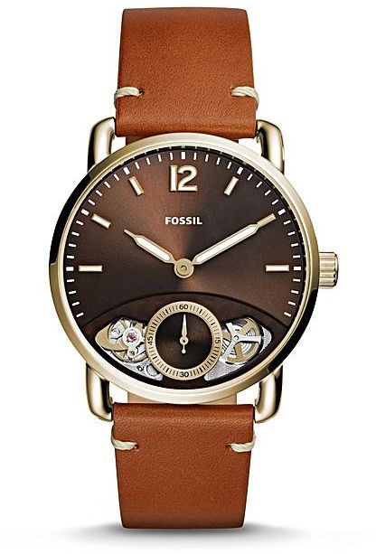 Fossil The Commuter Twist Black Dial Brown Leather Strap Watch for Men -  ME1166