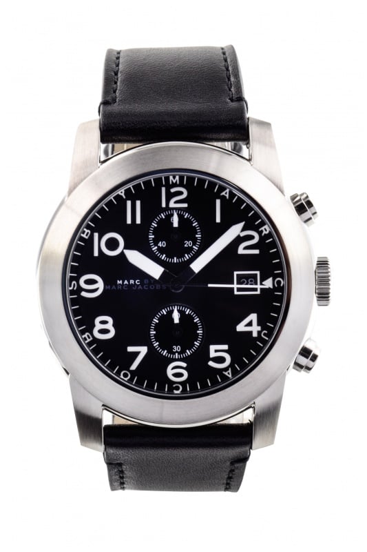 Marc Jacobs Larry Black Dial Black Leather Strap Watch for Men - MBM5033